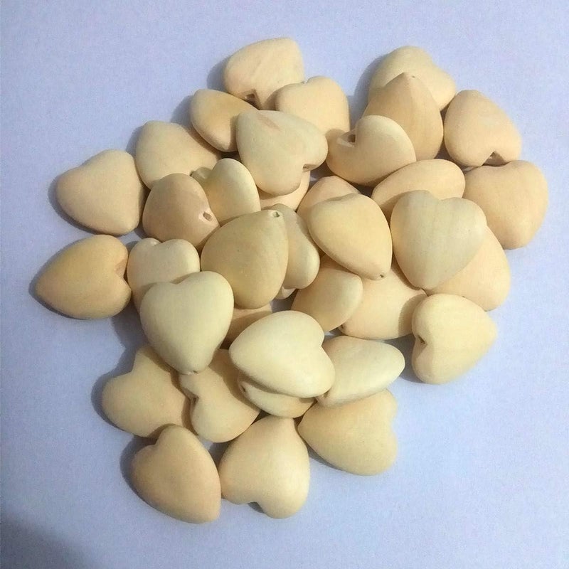 Alenybeby 50pcs Natural 20mm Unfinished Wood Hearts Beads with Holes EcoFriendly Wooden Handing Materials DIY Beading Craft Accessories Heart Beads 50pcs - Image 4