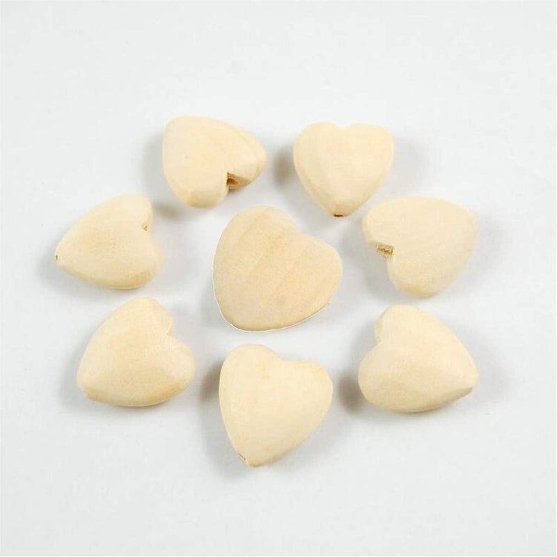 Alenybeby 50pcs Natural 20mm Unfinished Wood Hearts Beads with Holes EcoFriendly Wooden Handing Materials DIY Beading Craft Accessories Heart Beads 50pcs - Image 3