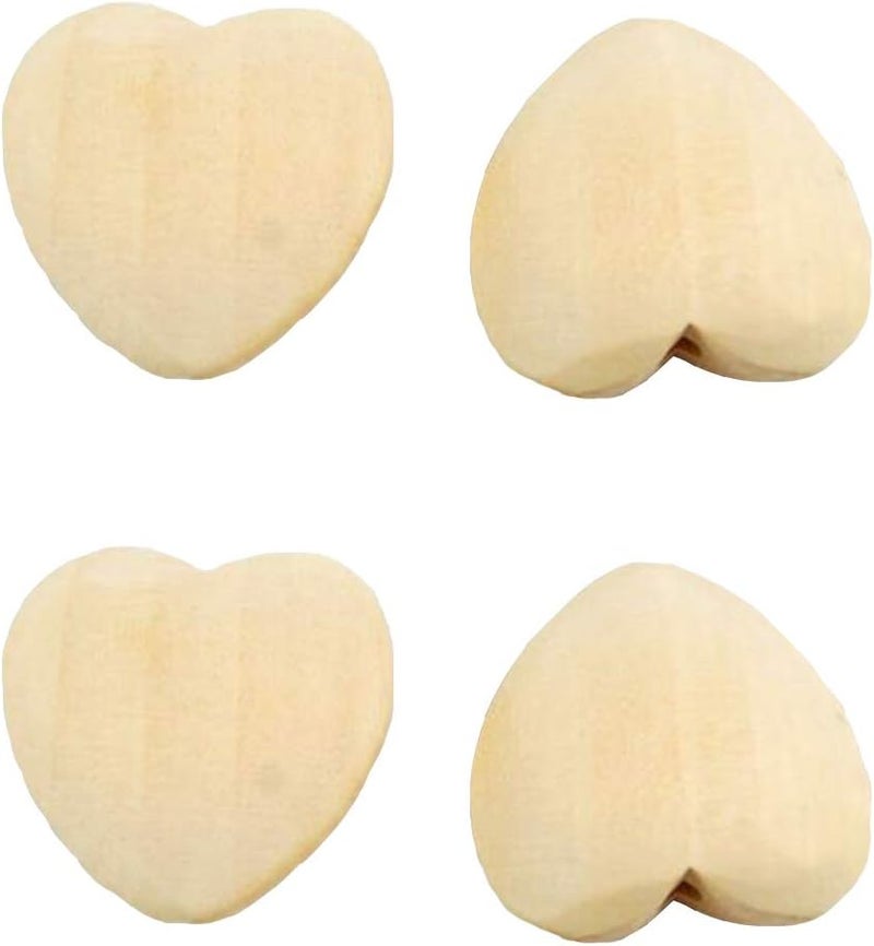 Alenybeby 50pcs Natural 20mm Unfinished Wood Hearts Beads with Holes EcoFriendly Wooden Handing Materials DIY Beading Craft Accessories Heart Beads 50pcs - Image 1
