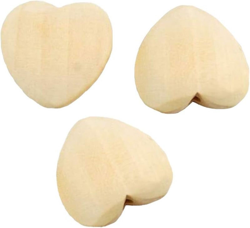 Alenybeby 50pcs Natural 20mm Unfinished Wood Hearts Beads with Holes EcoFriendly Wooden Handing Materials DIY Beading Craft Accessories Heart Beads 50pcs - Image 5