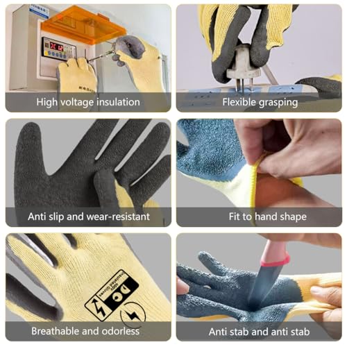 Serplex® 400V High Voltage Resistant Electrician Work Gloves with Full Palm Rubberization, Enhanced Dexterity & Comfort, Safety Certified for Men & Women, Prevents Electrical Shocks - Image 3