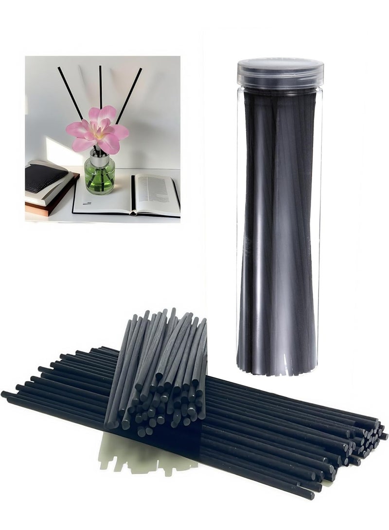 Monda 19CM/7.48Inch Reed Diffuser Sticks, 100 Pack Fiber Aroma Fragrance Refill Sticks Replacement with PET Bottle for Home Hotel Office Party Wedding, Black  - Image 1