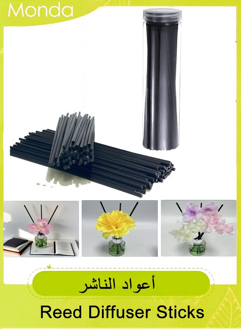 Monda 19CM/7.48Inch Reed Diffuser Sticks, 100 Pack Fiber Aroma Fragrance Refill Sticks Replacement with PET Bottle for Home Hotel Office Party Wedding, Black  - Image 2