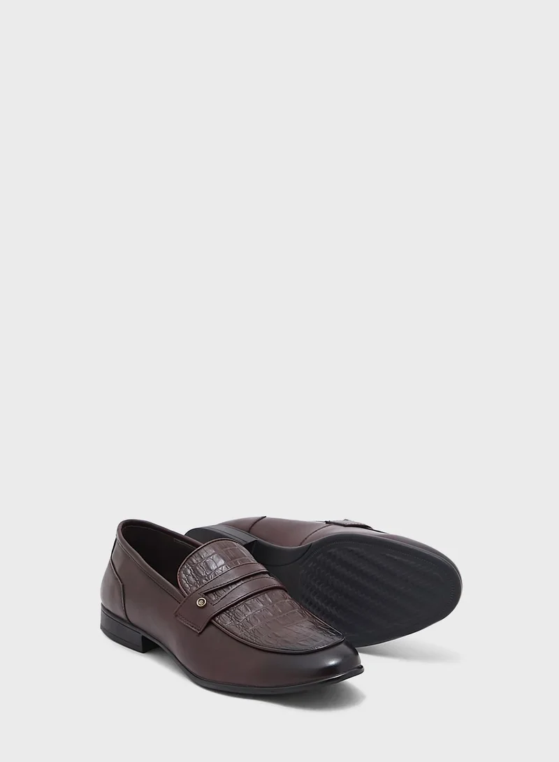 Robert Wood Faux Leather Croc Emboss Formal Slip Ons