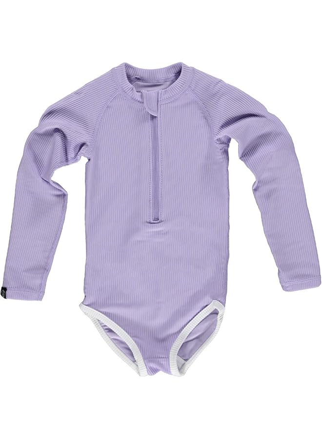 BEACH & BANDITS Ribbed Baby Swimsuit For Girl Xx Large Lavender - Image 1