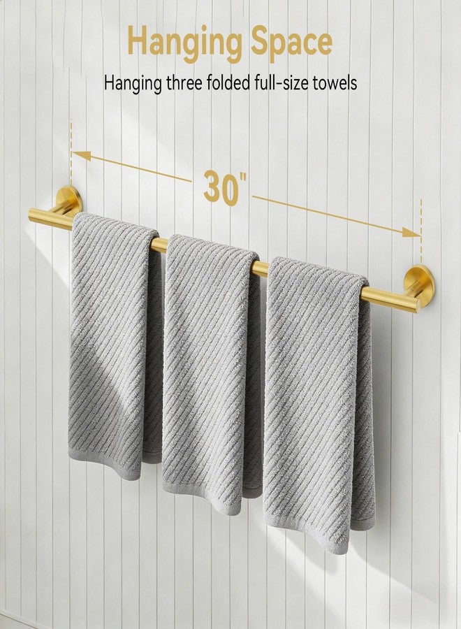 IOQ Brushed Gold Towel Bar, 30 Inch Towel Rack for Bathroom Wall-Mounted, SUS304 Stainless Steel, Total Length 32 Inch - Image 5