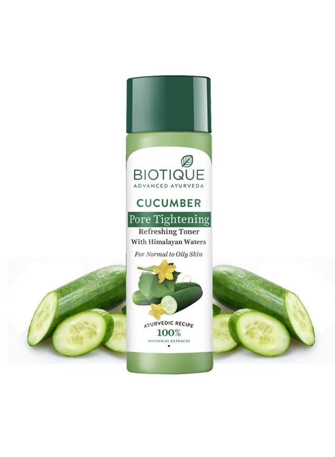 Biotique Cucumber Pore Tightening Toner| Ayurvedic and Organically Pure| Maintains Skin’s Natural pH |100% Botanical Extracts| Suitable for Normal & Oily Skin Types| 120mL - Image 1