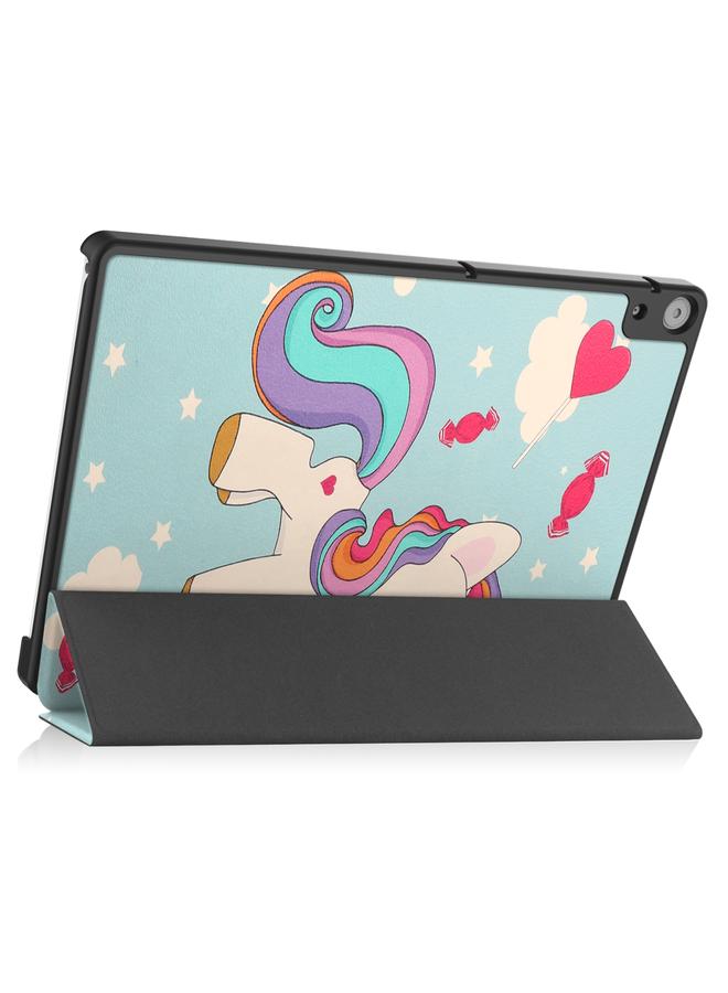 S-TOP Case For Docomo dtab D-51C Custer Painted 3-Fold Holder Leather Tablet Case - Image 4