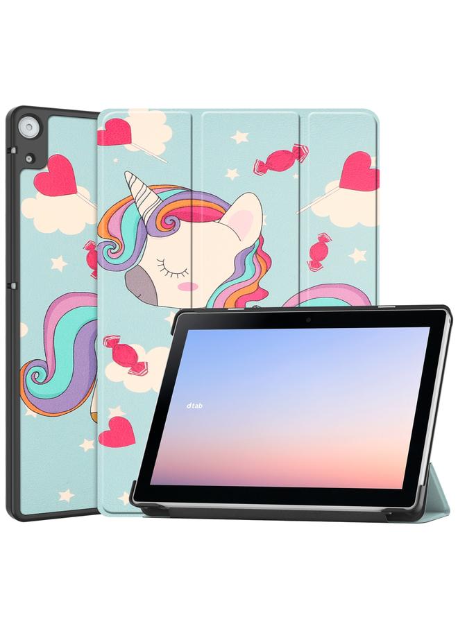 S-TOP Case For Docomo dtab D-51C Custer Painted 3-Fold Holder Leather Tablet Case - Image 1