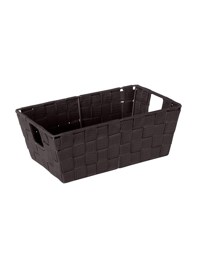 Simplify Simplify Small Shelf Woven Strap Tote | Decorative Storage Basket | Built in Handles | Organization | Closet | Bedroom | Bathroom | Nursery | Accessories | Toys | Gifts | 2 Pack | Chocolate - Image 2