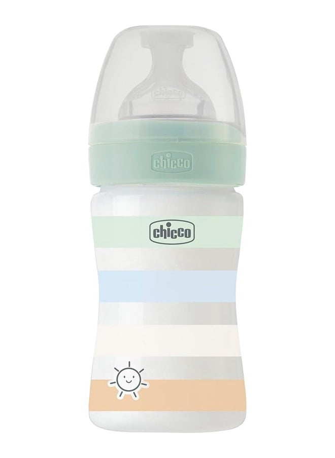 Chicco - Well-Being Silicone Plastic Feeding Bottle 150 ML, Slow Flow 0M+, Green - Image 1