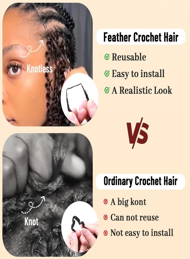 AMUMI Miracle Knots Feather Crochet Human Hair Blend Synthetic Hair for Black Women 16Inch 100Strands Curly Pre Separated Invisible Deep Wave Crochet Hair (T30, 16Inch) - Image 5