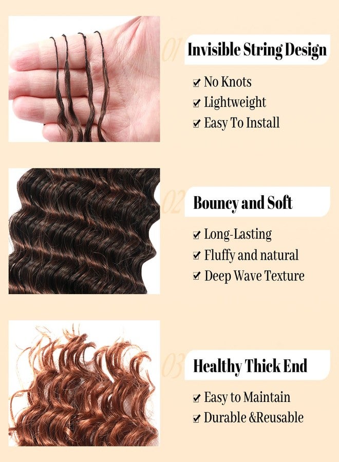 AMUMI Miracle Knots Feather Crochet Human Hair Blend Synthetic Hair for Black Women 16Inch 100Strands Curly Pre Separated Invisible Deep Wave Crochet Hair (T30, 16Inch) - Image 3