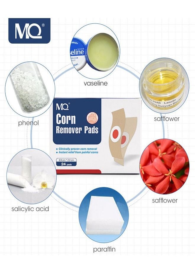 MQ - 24 Pcs Foot Corn Removal Plaster,Natural Ingredients,Foot Care Expert,Calluses Plantar Treatment,Relief Pain From Calluses, Corns, Blisters, Heel Frictions - Image 1
