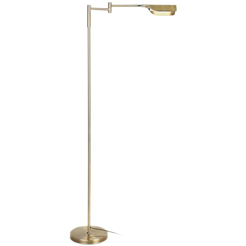 Brightech Leaf Pharmacy LED Reading Lamp, Dimmable Floor Lamp with Easy Rotation over Chair or Desk for Living Rooms & Offices, Adjustable Standing Tall Lamp, For Sewing & Crafts, Antique Brass (Gold) - Image 1