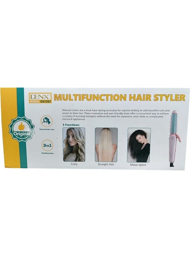 Denx 3 in 1 Hair Styler Curling Iron Straightener Ceramic Hair Curler Wavy Styling Tool Multicolor Comb Fast Heat Professional Styling Tool for Straight Curly and Wavy Hair - Image 4