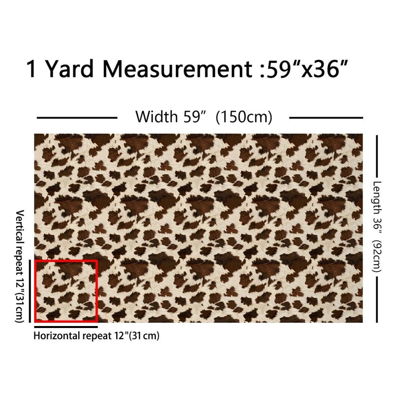 Feelyou Kids Cow Fur Printed Fabric by The Yard Cowhide Pattern Upholstery Fabric for Chairs 1 Yard Girls Farmhouse Western Farm Animal Skin Decorative Waterproof Outdoor Fabric Brown Outdoor Fabric - Image 2