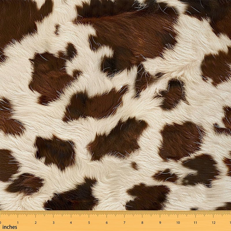 Feelyou Kids Cow Fur Printed Fabric by The Yard Cowhide Pattern Upholstery Fabric for Chairs 1 Yard Girls Farmhouse Western Farm Animal Skin Decorative Waterproof Outdoor Fabric Brown Outdoor Fabric - Image 1