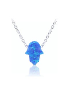 Fayrouz Jewellery Stainless Steel Blue Opal Chain Necklace 45cm Length  - Image 1