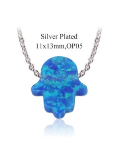 Fayrouz Jewellery Stainless Steel Blue Opal Chain Necklace 45cm Length  - Image 2