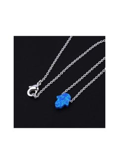 Fayrouz Jewellery Stainless Steel Blue Opal Chain Necklace 45cm Length  - Image 4