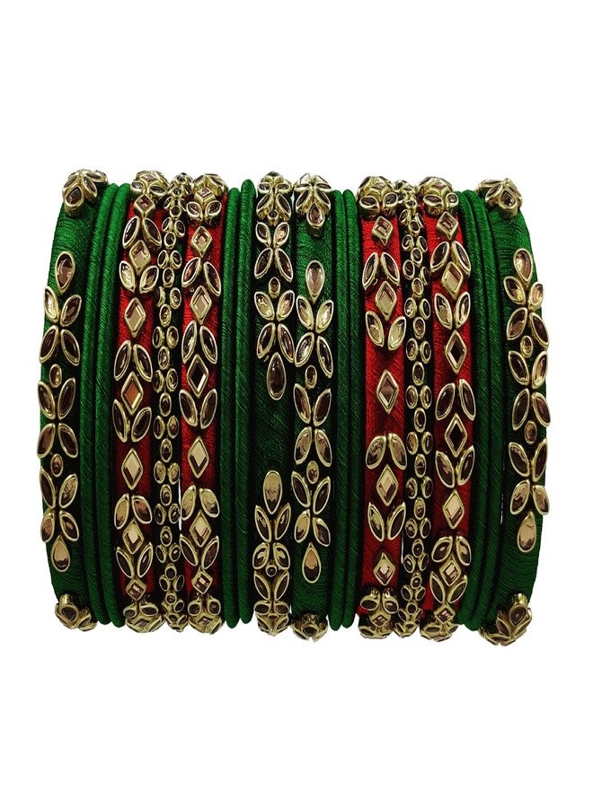 Yaalz Silk Thread Heavy Rich Kundan Stone Work Beautiful Fancy Designer Bridal/Festival Wear Wedding Chuda Bangle Sets For Women Girls In Multi Colors - Image 1