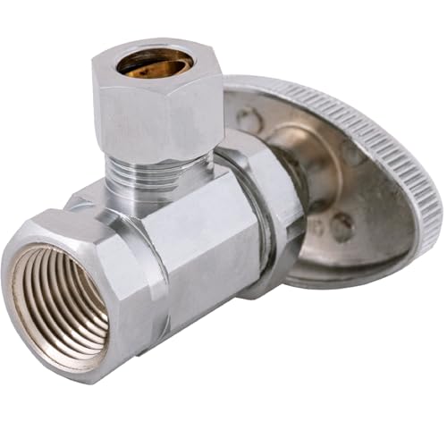 Eastman 38 Inch OD Compression x 38 Inch FIP Compression MultiTurn Angle Stop Valve Brass Plumbing Fitting Chrome 04319LF