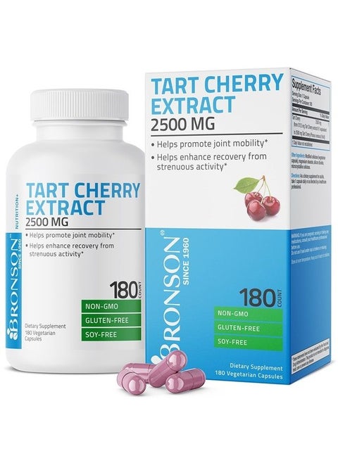 Tart Cherry Extract 2500 mg Vegetarian Capsules with Antioxidants and Flavonoids Non-GMO, 180 Count