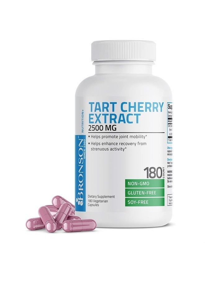 Tart Cherry Extract 2500 mg Vegetarian Capsules with Antioxidants and Flavonoids Non-GMO, 180 Count
