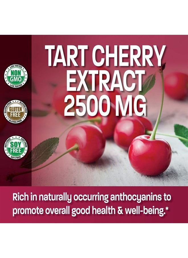 Tart Cherry Extract 2500 mg Vegetarian Capsules with Antioxidants and Flavonoids Non-GMO, 180 Count
