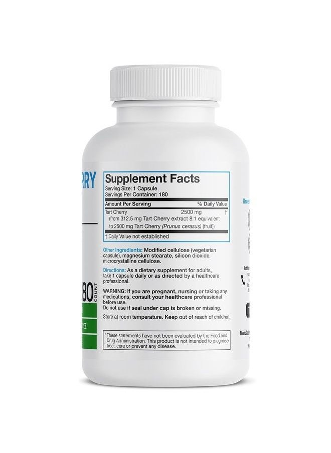 Tart Cherry Extract 2500 mg Vegetarian Capsules with Antioxidants and Flavonoids Non-GMO, 180 Count