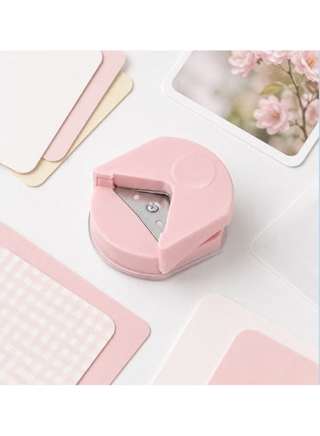 YJ Paper Corner Rounder, R4 Corner Cutter with Metal Cutting Edge and Removable Waste Tray, Press-Down Photo Cutter for Cards, Paper Crafts and Scrapbooking (Pink, 6 × 5.5 × 2 cm) - Image 1