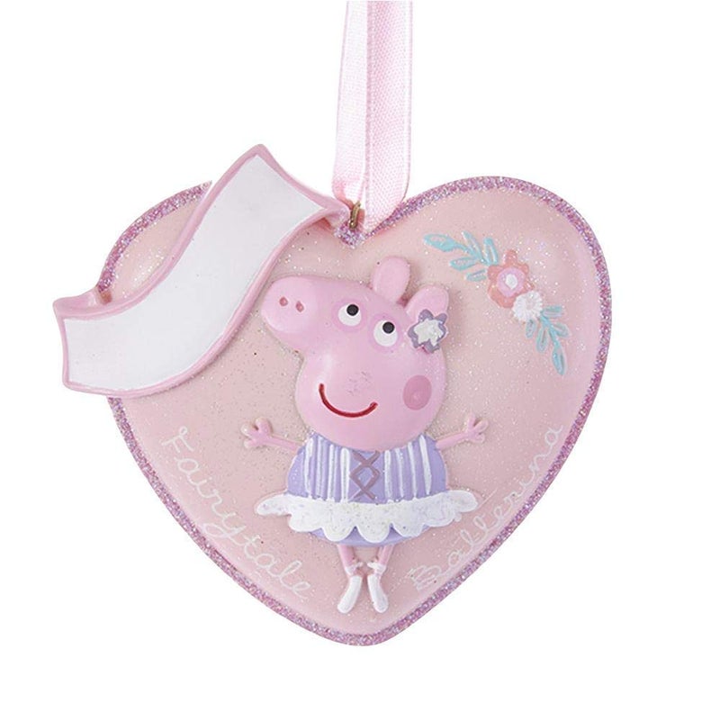 Kurt Adler Fairytale Ballerina Peppa Pig Heart Resin- Christmas Ornament