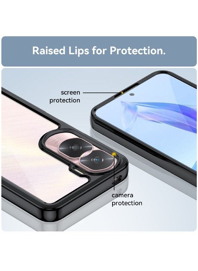 RUGGED SHIELD Honor 90 Lite Case, Transparent Acrylic Back Panel + Soft TPU Soft Edge, Fashion Shock-Absorption Anti-Drop Protective Case Cove for Honor 90 Lite (6.7"), Black  - Image 4