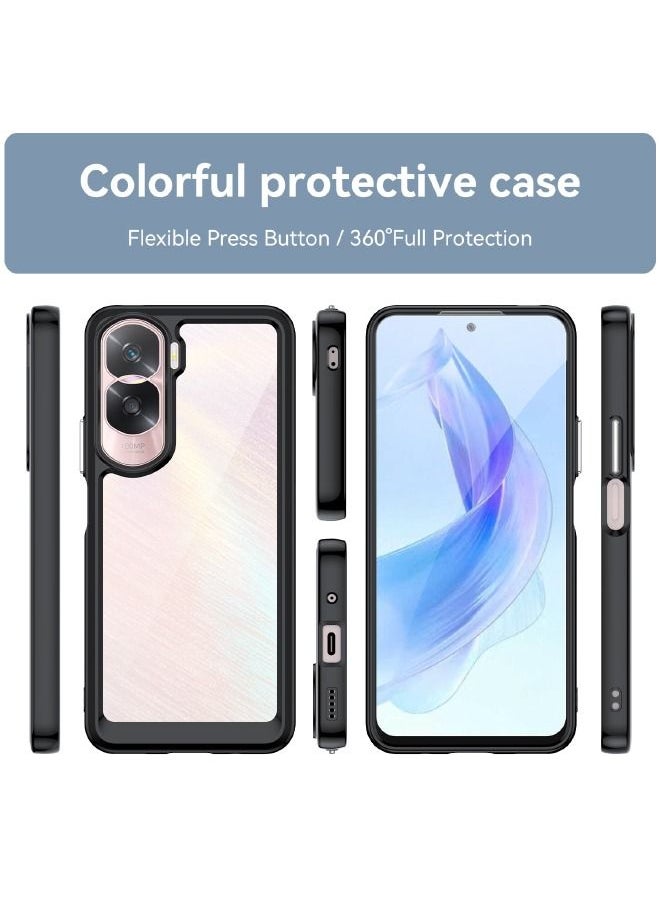 RUGGED SHIELD Honor 90 Lite Case, Transparent Acrylic Back Panel + Soft TPU Soft Edge, Fashion Shock-Absorption Anti-Drop Protective Case Cove for Honor 90 Lite (6.7"), Black  - Image 3