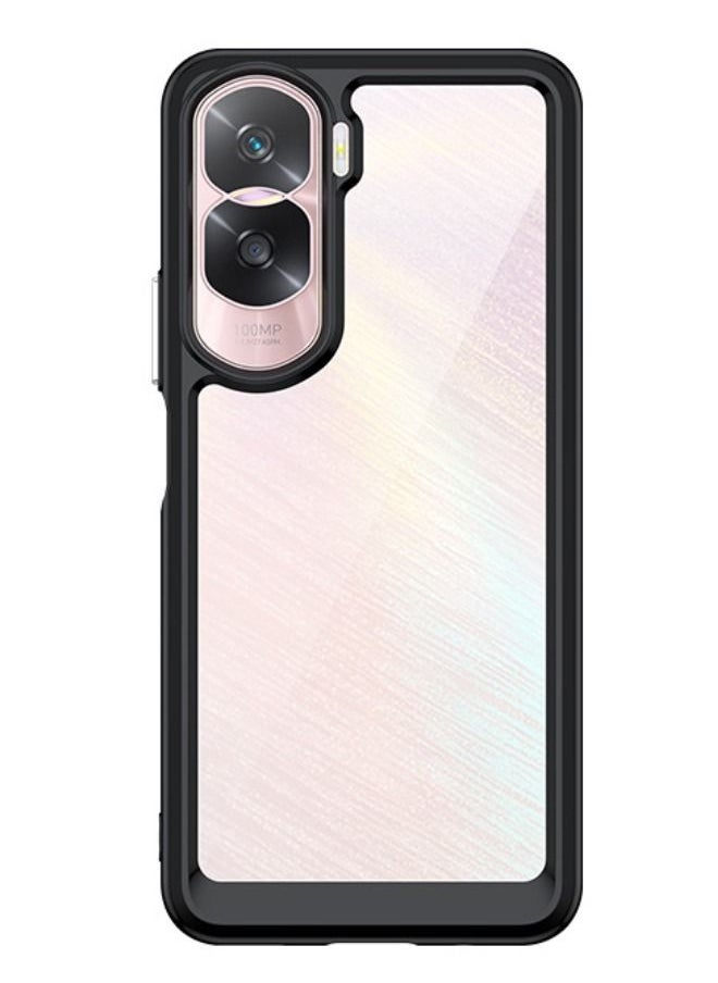 RUGGED SHIELD Honor 90 Lite Case, Transparent Acrylic Back Panel + Soft TPU Soft Edge, Fashion Shock-Absorption Anti-Drop Protective Case Cove for Honor 90 Lite (6.7"), Black  - Image 2