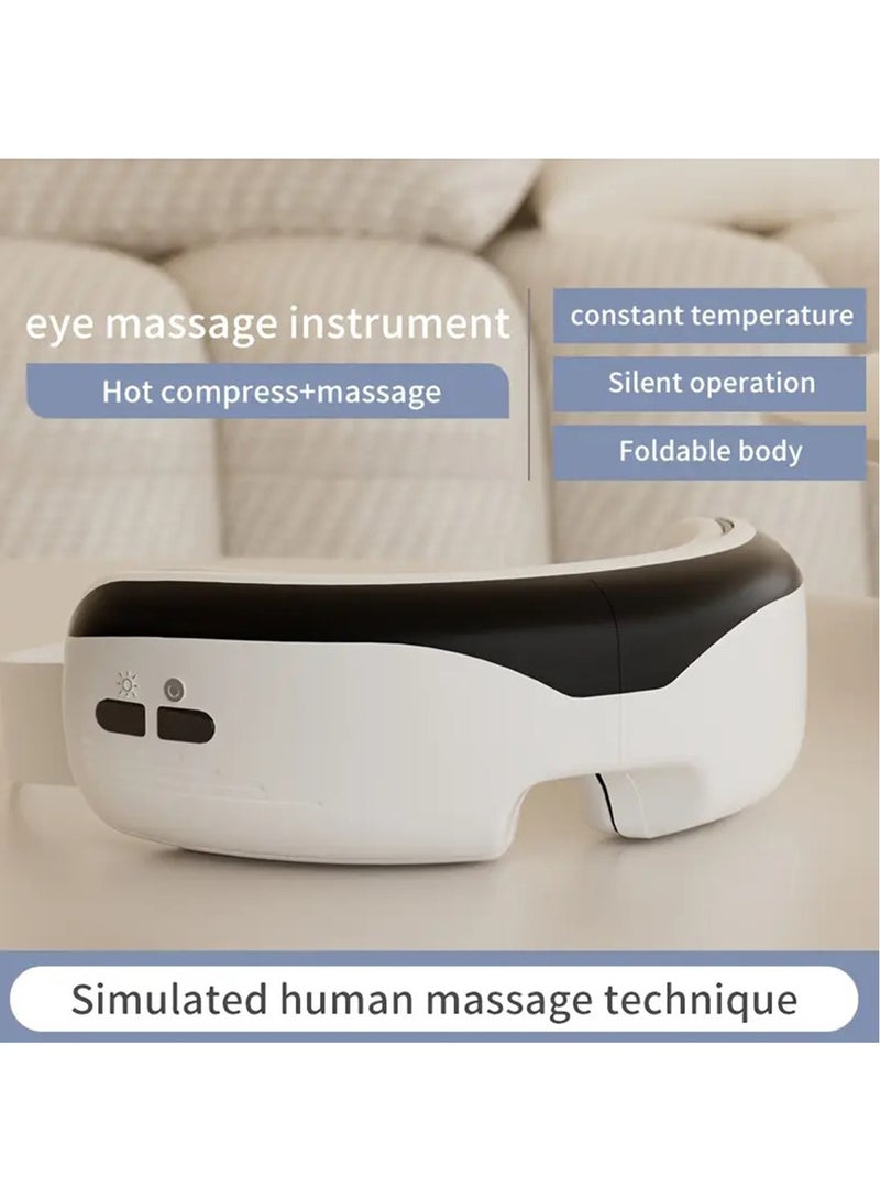Hihonor Eye Massager with Heat and Cooling for Migraines, Dry Eyes, Dark Circles, Rechargeable Bluetooth Music Heat Cold Eye Massager Improve Sleeping - Great Gifts for Woman and Man (White)  - Image 2