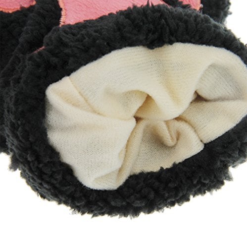 FakeFace Cute Cat Kitten Paw Fingerless Faux Fur Plush Gloves For Girls Women, Black, Small - Image 5