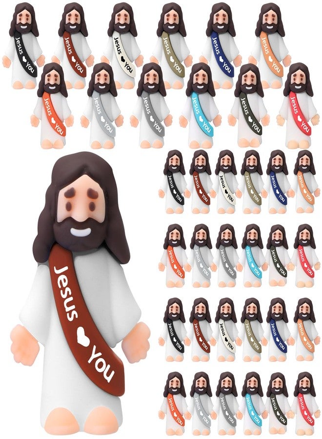 Bememo 25 Pcs Little Jesus Figures Original Design Jesus Love You Mini Rubber Toys to Hide and Seek Christmas Religious Party Favors Sunday School Baptism Gifts(Retro Simple Colors) - Image 1