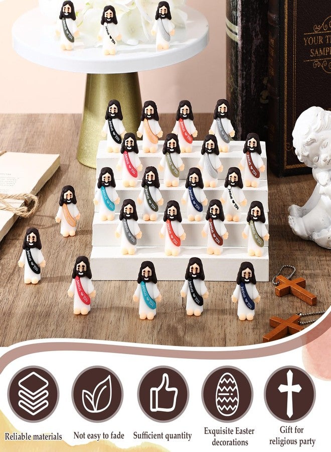 Bememo 25 Pcs Little Jesus Figures Original Design Jesus Love You Mini Rubber Toys to Hide and Seek Christmas Religious Party Favors Sunday School Baptism Gifts(Retro Simple Colors) - Image 5