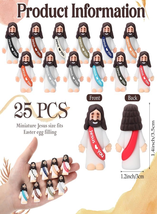 Bememo 25 Pcs Little Jesus Figures Original Design Jesus Love You Mini Rubber Toys to Hide and Seek Christmas Religious Party Favors Sunday School Baptism Gifts(Retro Simple Colors) - Image 2