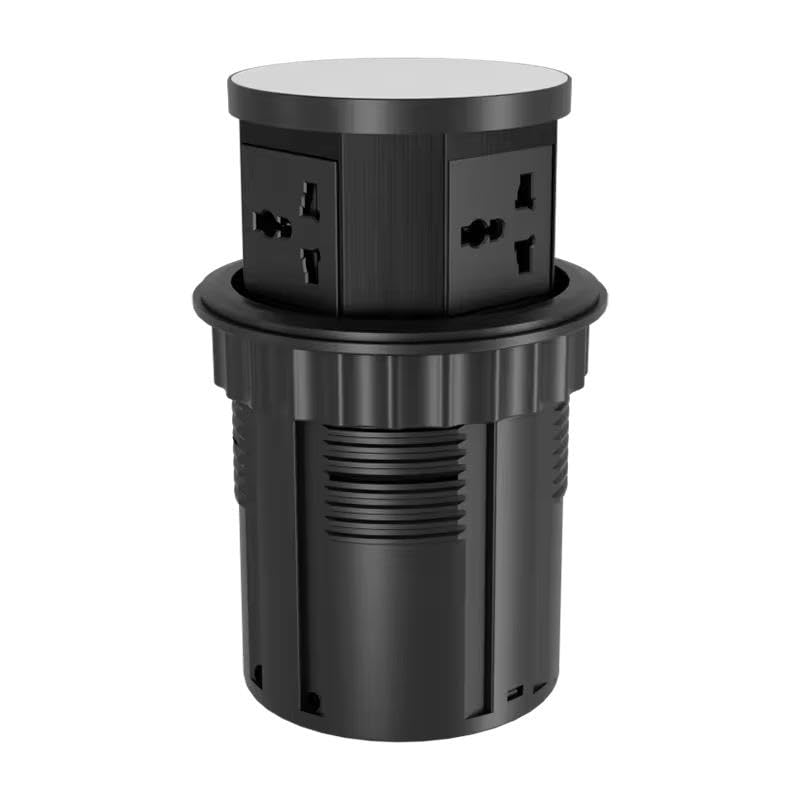 Audiovan Vertical Pop Up socket Pneumatic Electrical Countertop, 3* Power+ USB type A+C charge+ 18 watt Fast Wireless phone charge Kitchen Counter Conference Desk (AVT-VMP24) (BLACK) - Image 1