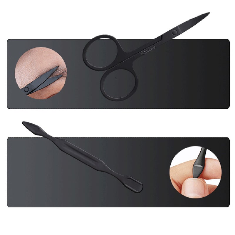 7pcs Black Stainless Steel Nail Clipper Cutter Trimmer Scissor Tweezers Ear Pick Grooming Kit Manicure Tools - Image 5