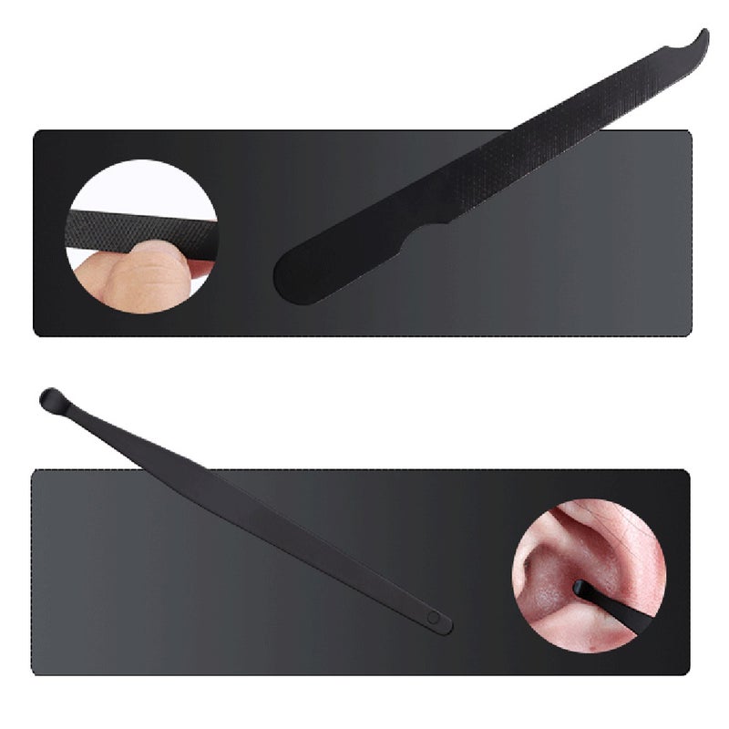 7pcs Black Stainless Steel Nail Clipper Cutter Trimmer Scissor Tweezers Ear Pick Grooming Kit Manicure Tools - Image 3