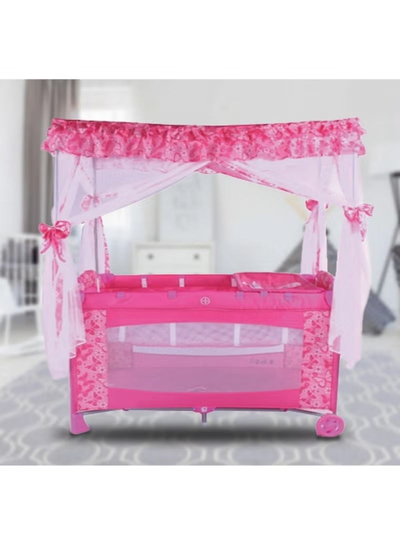 Baby bed with mosquito net - pink - Image 1