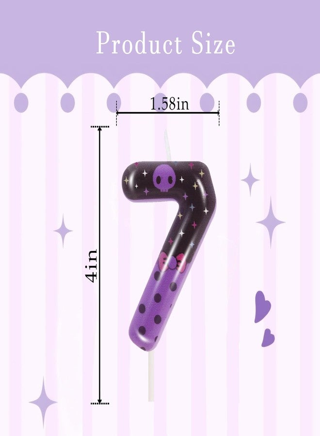 ElekFX Purple Black Skull Number 7 Birthday Candles, 2.76 Inch Kpop Cake Topper, Animated Theme Birthday Decorations Party Favors (Number 7) - Image 2