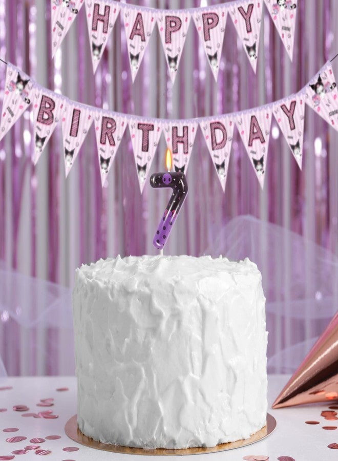 ElekFX Purple Black Skull Number 7 Birthday Candles, 2.76 Inch Kpop Cake Topper, Animated Theme Birthday Decorations Party Favors (Number 7) - Image 5