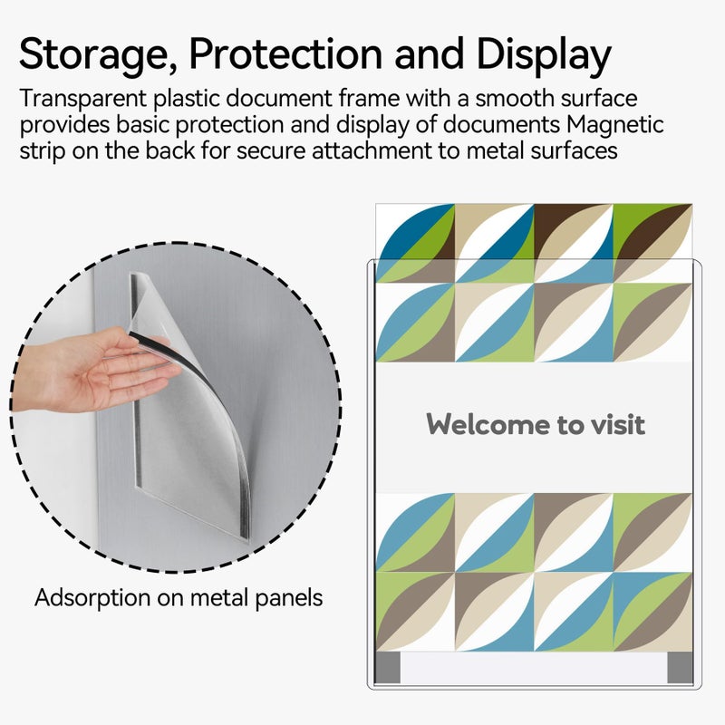 Nufiwra 10 Pcs 8.5'' x 11'' Rigid Magnetic Sign Holders - Clear Plastic Document Frames with Magnet Borders for Letter Size Posters - Perfect for Home, Office, and Store Displays - Image 4
