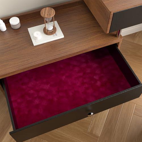 CHIHUT 12”x100” Self Adhesive Velvet Drawer Liner Sheets Dark Red Velvet Flock Contact Paper Roll Soft Felt Liner for Drawer Dresser Jewelry Box Removable Solid Red Felt Wallpaper for Bedroom - Image 2