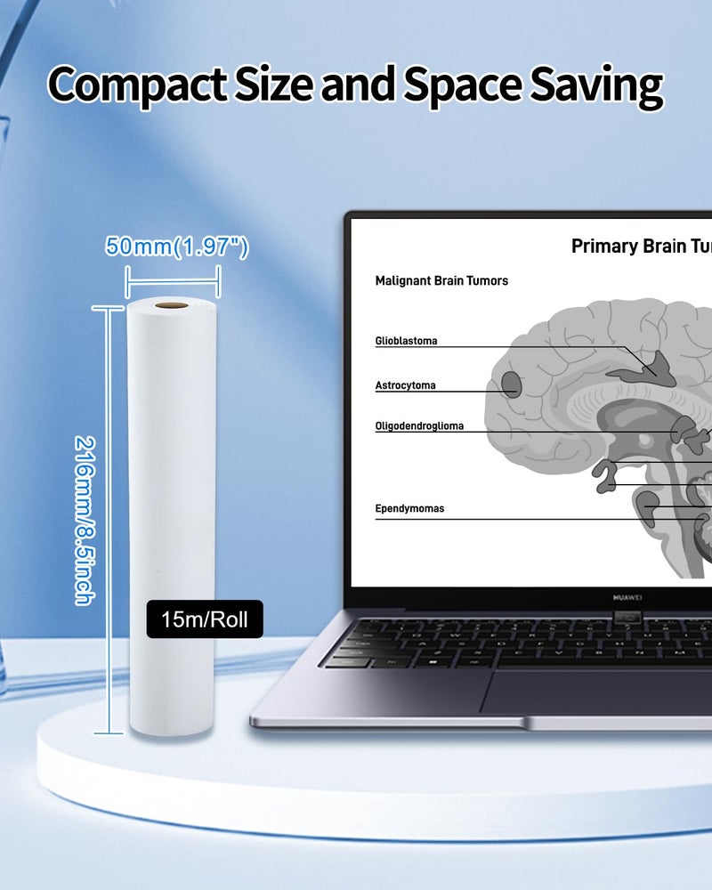 Phomemo Quick-Dry US Letter Size 8.5 x 11 Inch Thermal Printer Paper Rolls, Thermal Paper for M08F-Letter Portable Printer, for Picture, Business, Homework, 2 Rolls/100sheets - Image 3